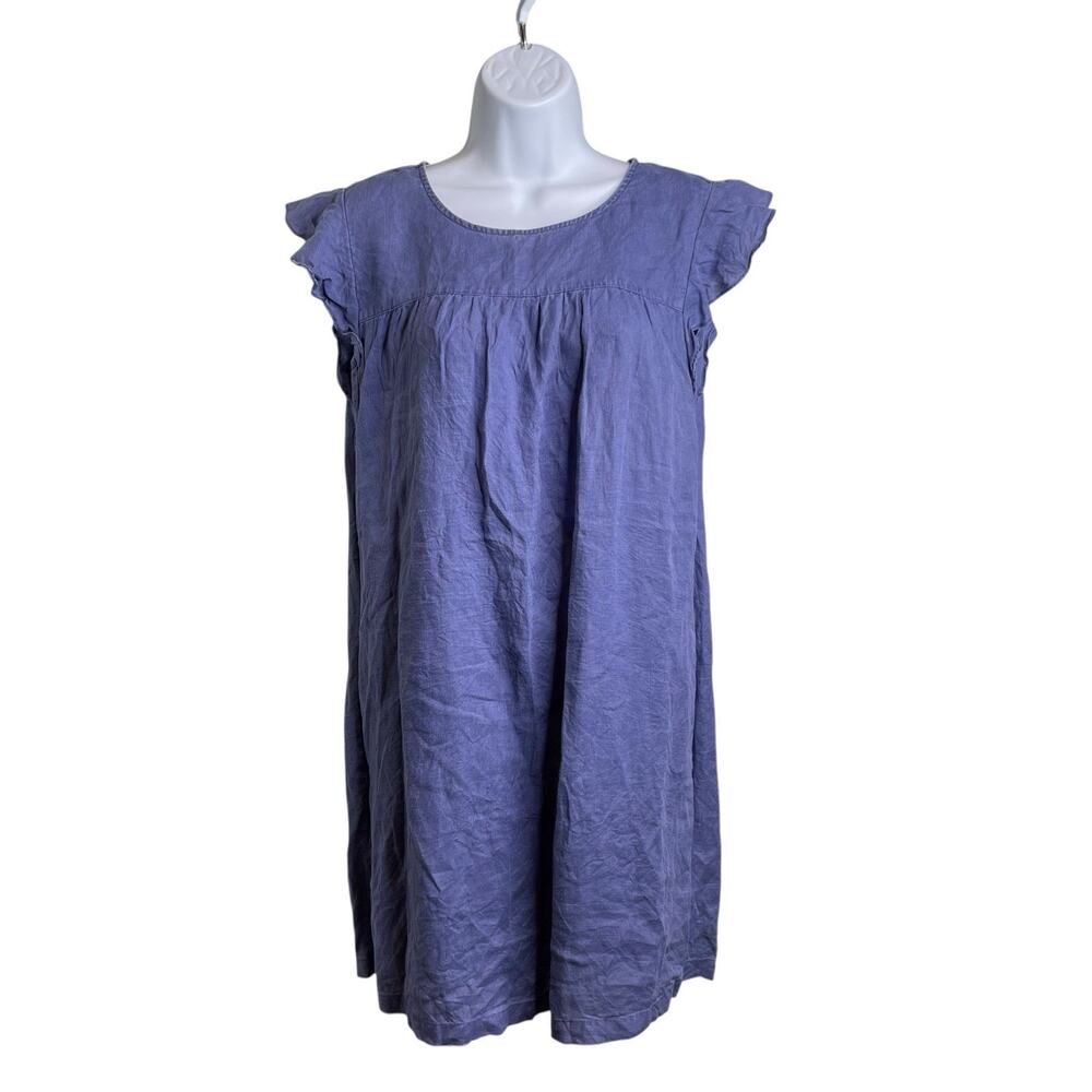 Artisan NY Women's Blue Linen Shift Dress Size S Preppy Old Money Capsule Summer